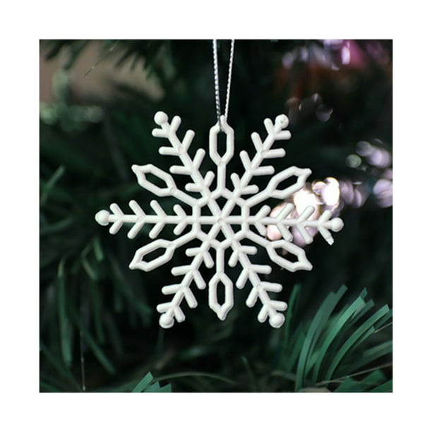 10 White Snowflake Hanging Ornament Xmas Christmas Party Hanging Decor 7.5cm 
